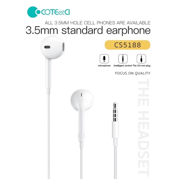Headset samsung iphone xiaomi oppo huawei earphone jack 3.5mm original COTEetCi