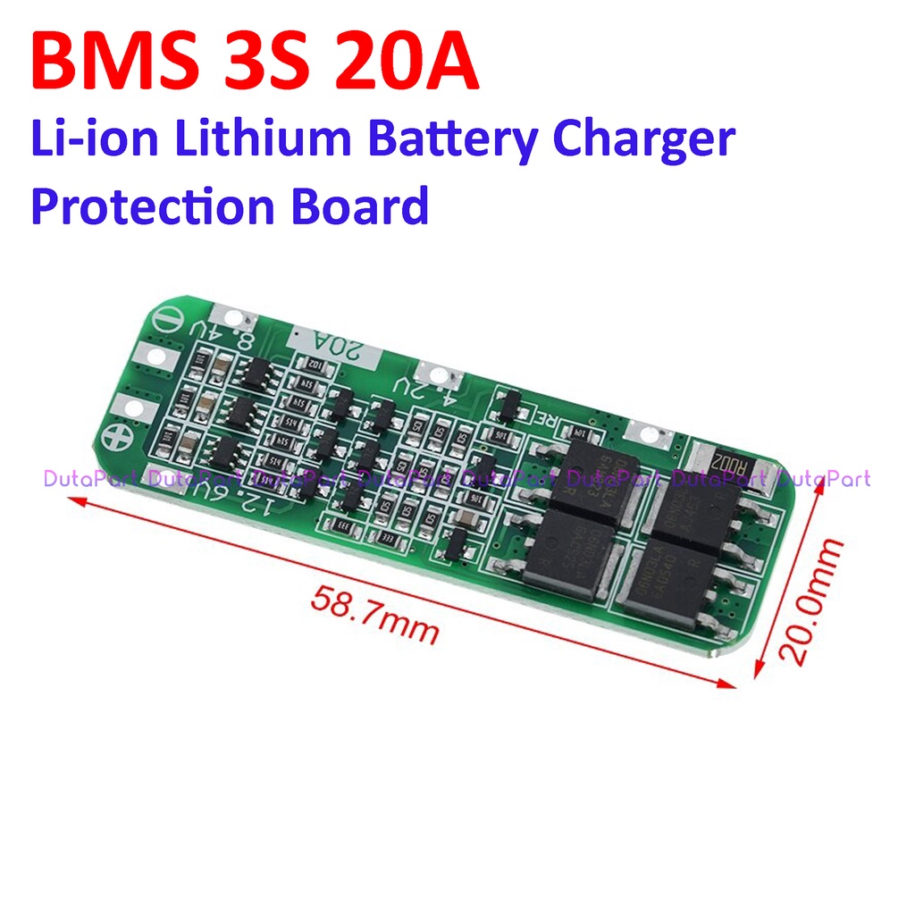 BMS 3S 20A 12.6V Li-ion Lithium 18650 Battery Charger Protection Board