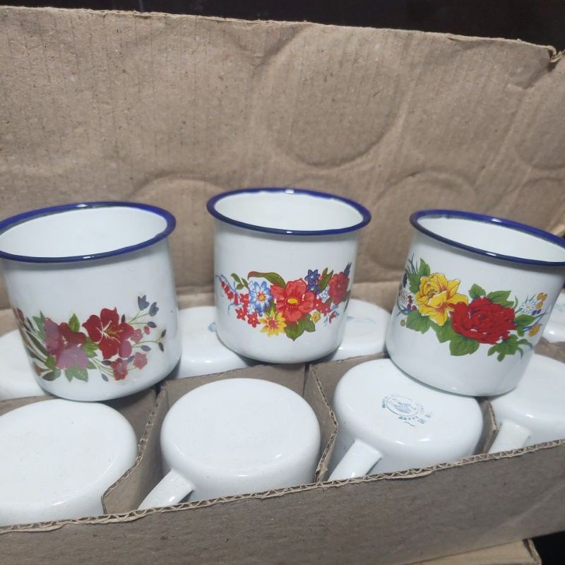 CANGKIR KOPI KALENG / MUG JADUL ENAMEL 7 CM CANGKIR MINUM PESTA JAMBUR