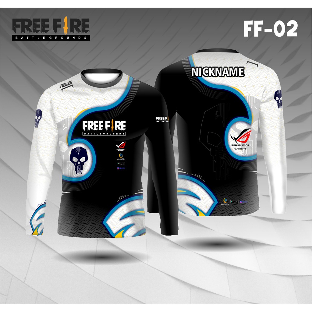 Jersey e sport free fire baju freefire kaos gamer ff lengan panjang