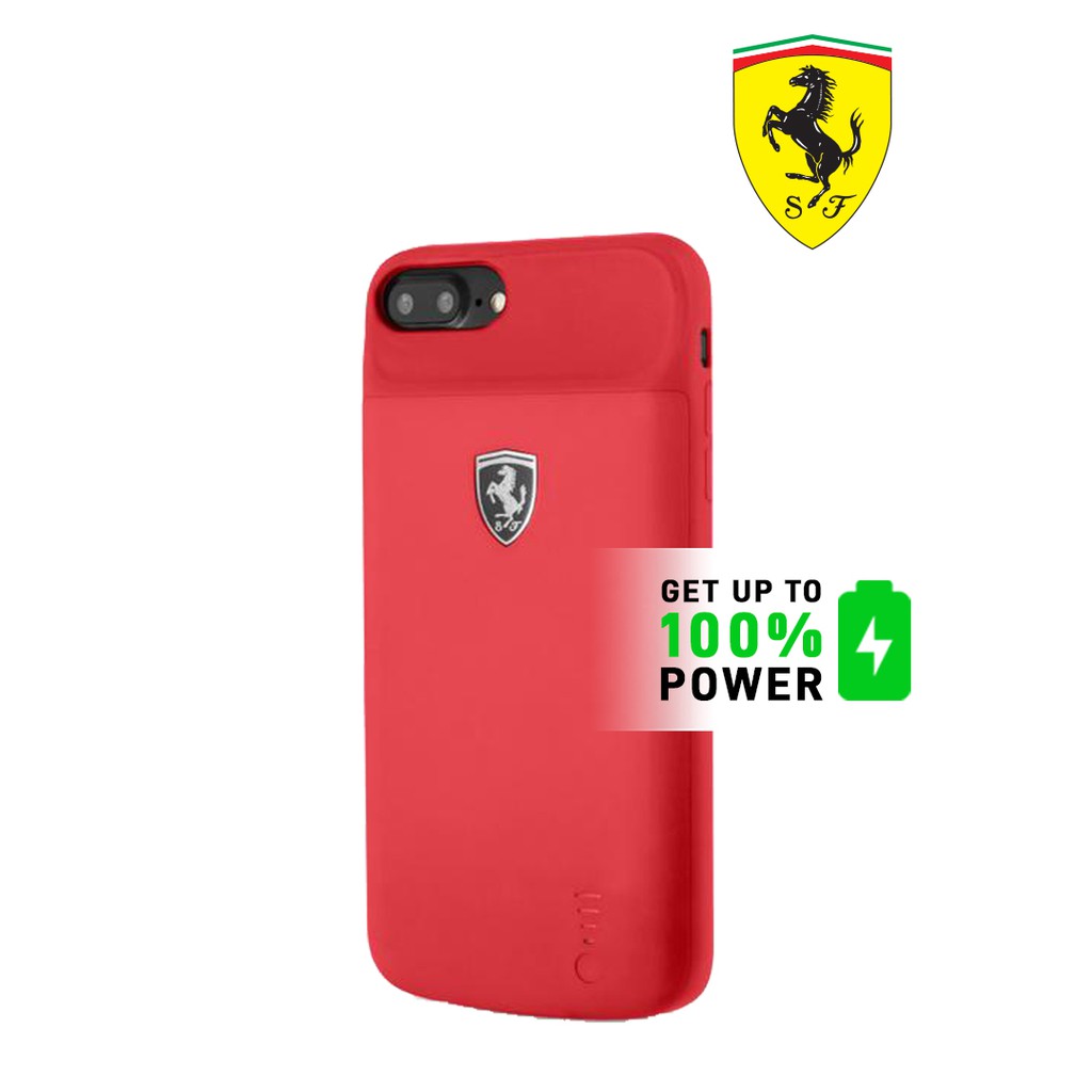 Ferrari - Off Track Power Case iPhone 7 Plus & iPhone 8 Plus Full Cover Powerbank 4000 mAh - Red