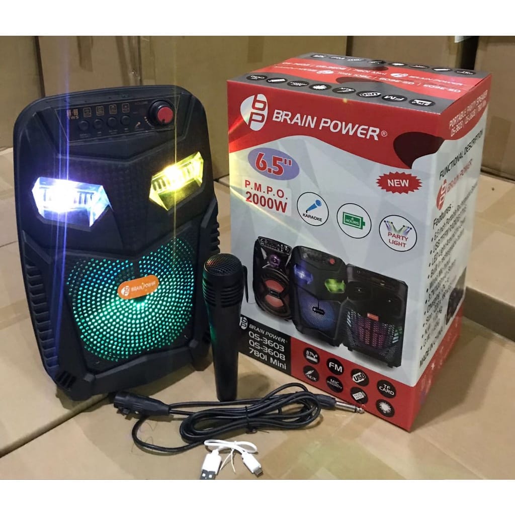 Speaker Bluetooth Portable KIMISO QS-3608 Bonus Microphone Speaker Karaoke 6.5&quot; Inchi Suara Mantap