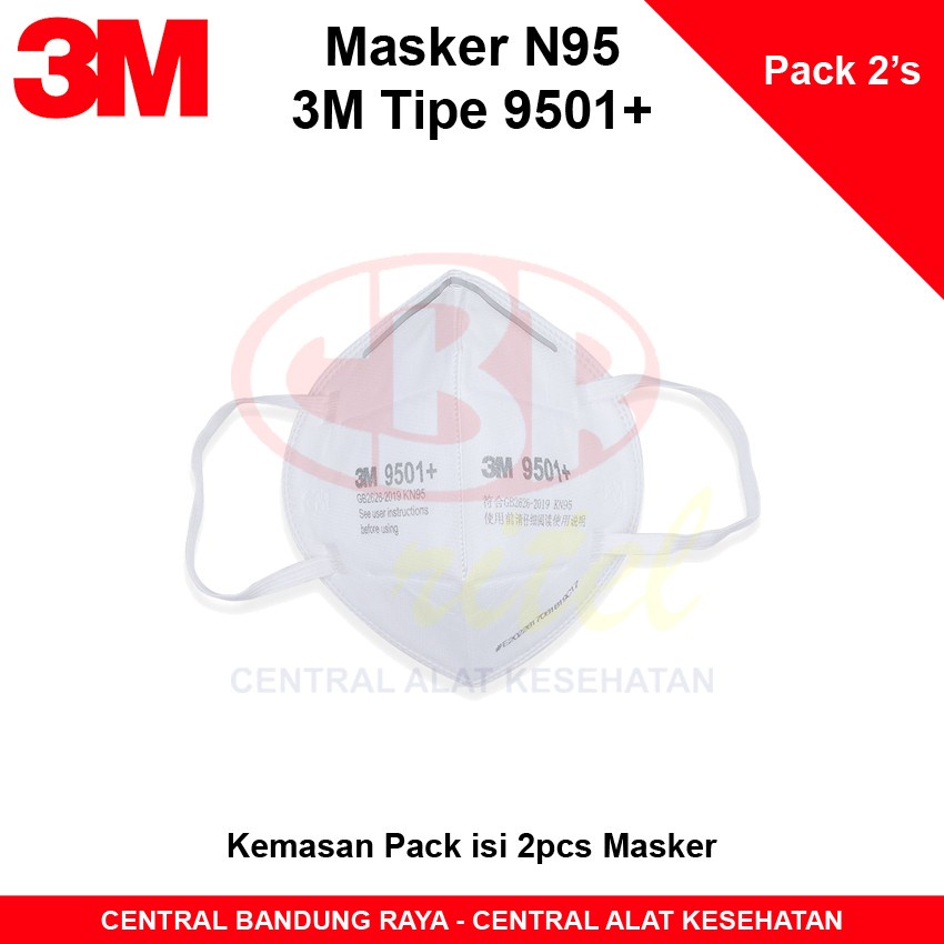 3M 9501+ Masker KN95 Face Mask - Pack isi 2 pcs