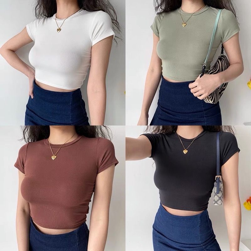 Lm Boutique~ S - XL LMB KAOS CROPTOP WANITA ELEGANCE