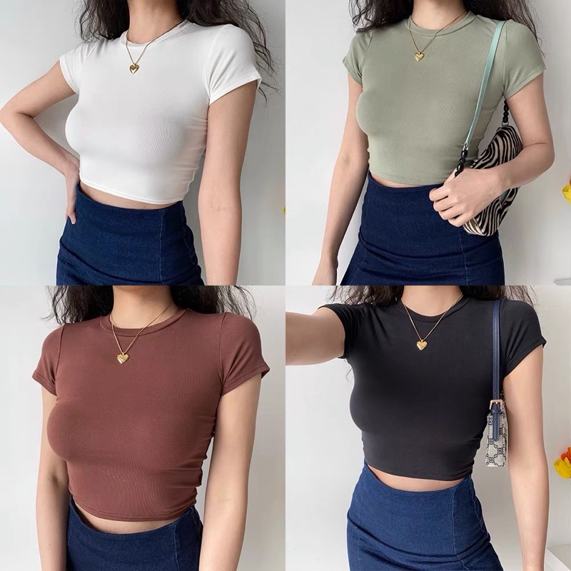 S - XL LMB KAOS CROPTOP WANITA ELEGANCE