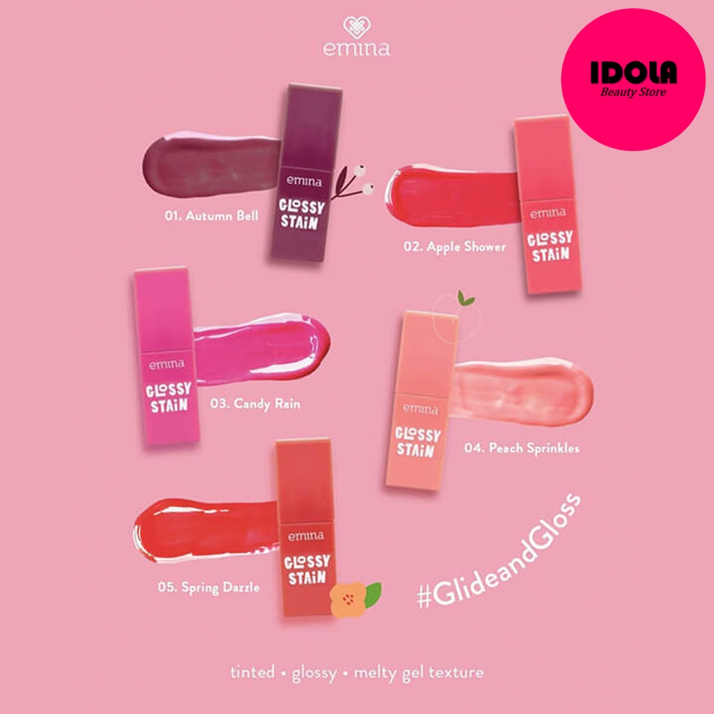 EMINA GLOSSY STAIN LIP GLOSS 01 02 03 04 05 PELEMBAB BIBIR LIP TINT