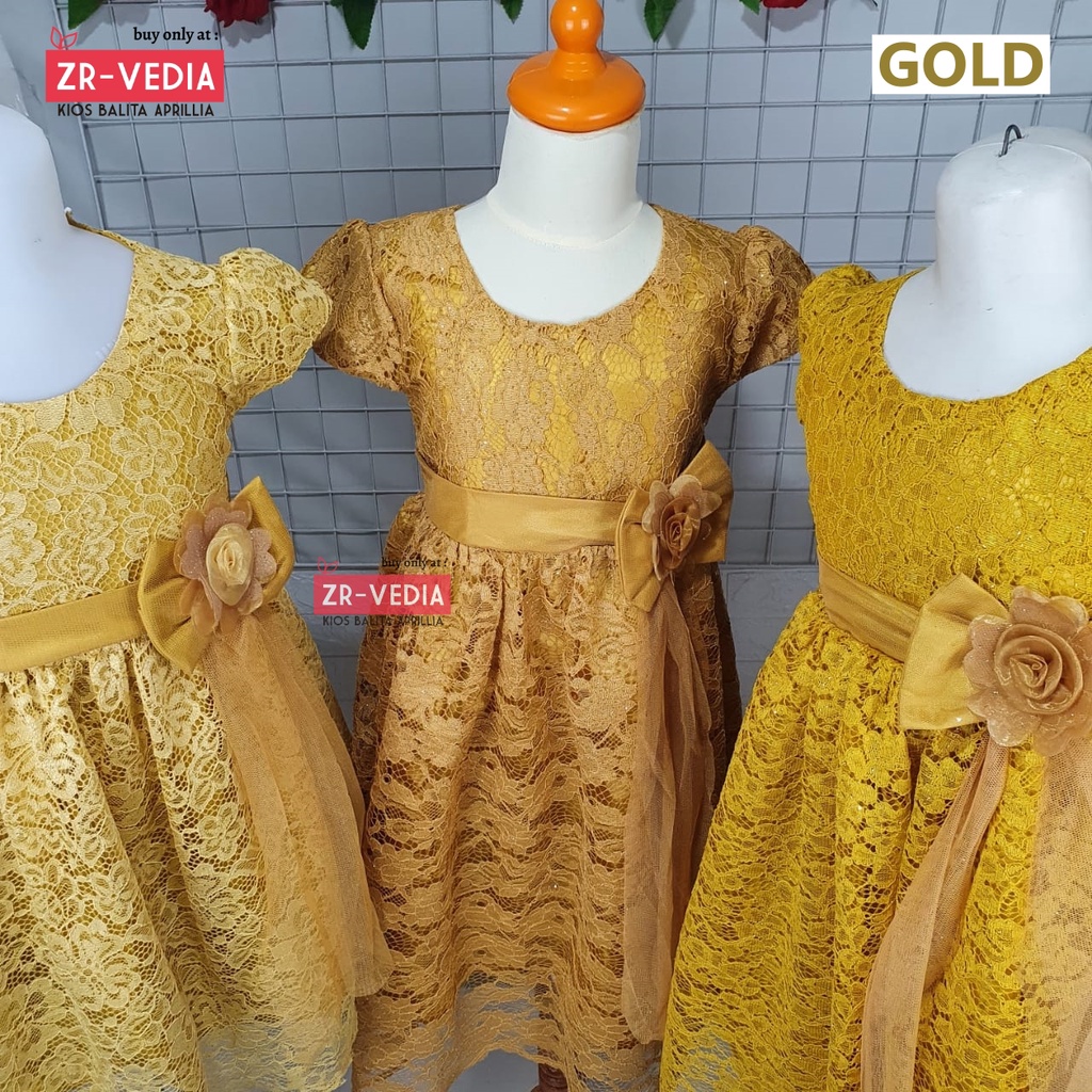 Gaun Pesta Size 8-12 Tahun / Ekspor Quality Premium Brukat Baju Anak Perempuan Dress Polos Natal