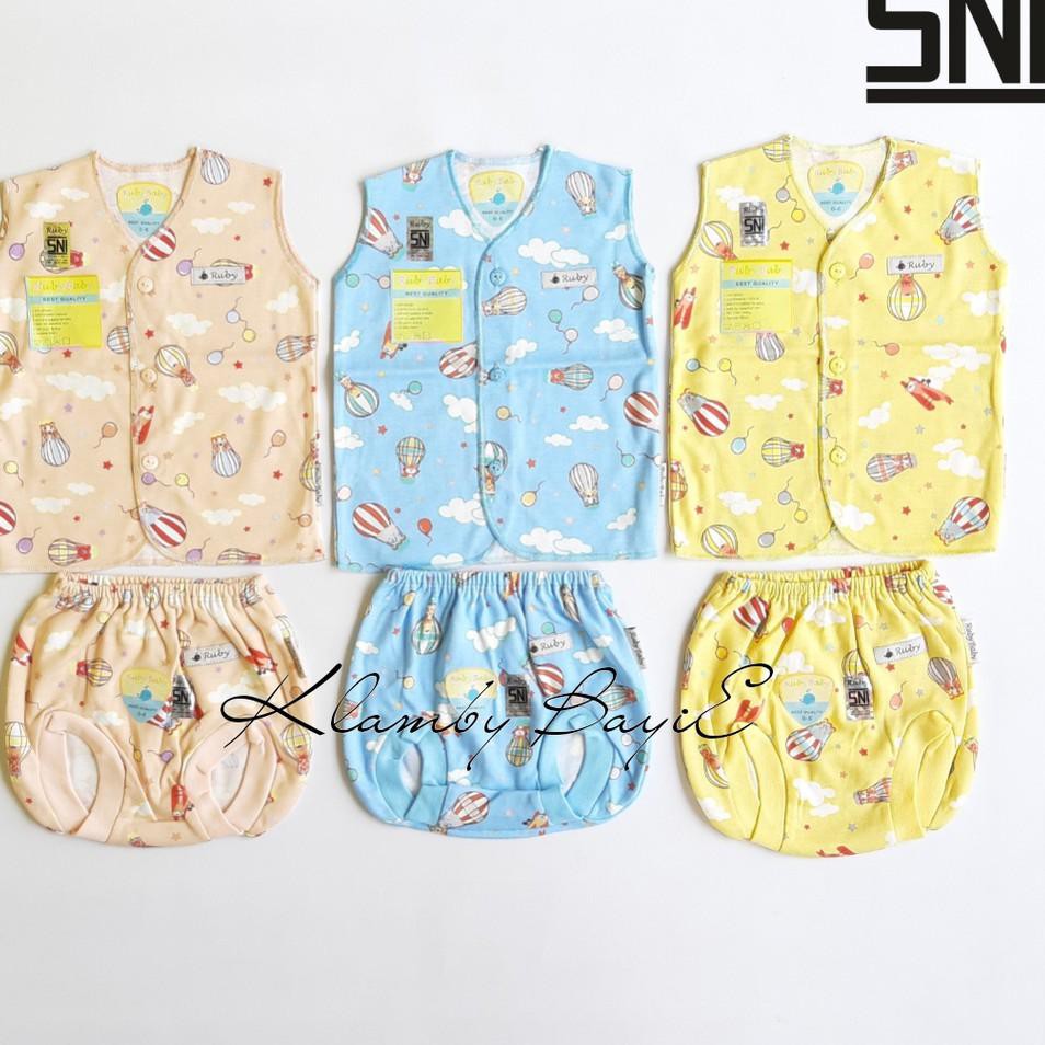 Barang Pilihan.. RUBY SNI Setelan Baju Celana Pendek Bayi 0-6 Bulan Motif Warna Perlengkapan Bayi Ba