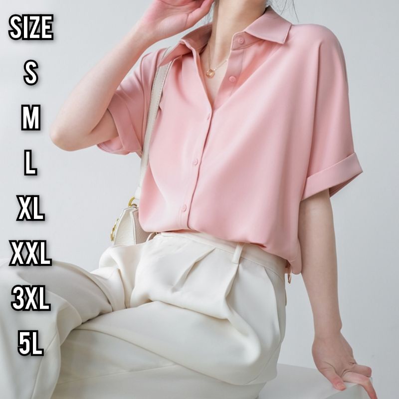 Jade Kemeja - Ukuran S M L XL XXL 3XL 5L - Kemeja Wanita Jumbo - Kemeja Polos - Baju Korean Style Jumbo