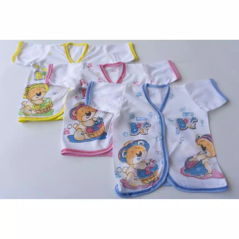 6Pcs Baju Bayi Lengan Pendek KATUN Kancing Depan