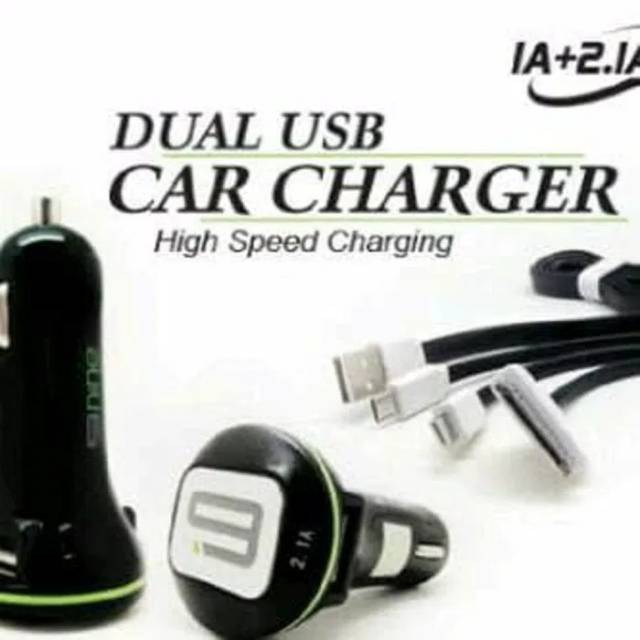 Charger Mobil nine Dual Usb 2a 1a