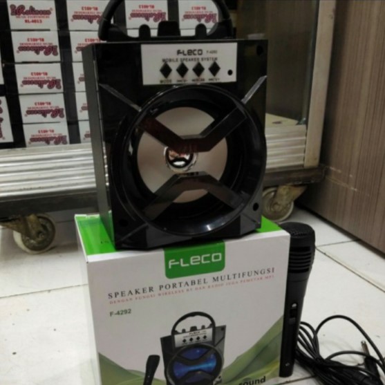 Speaker Fleco F-4292 Bluetooth Portable MP3 FM USB Free Mic