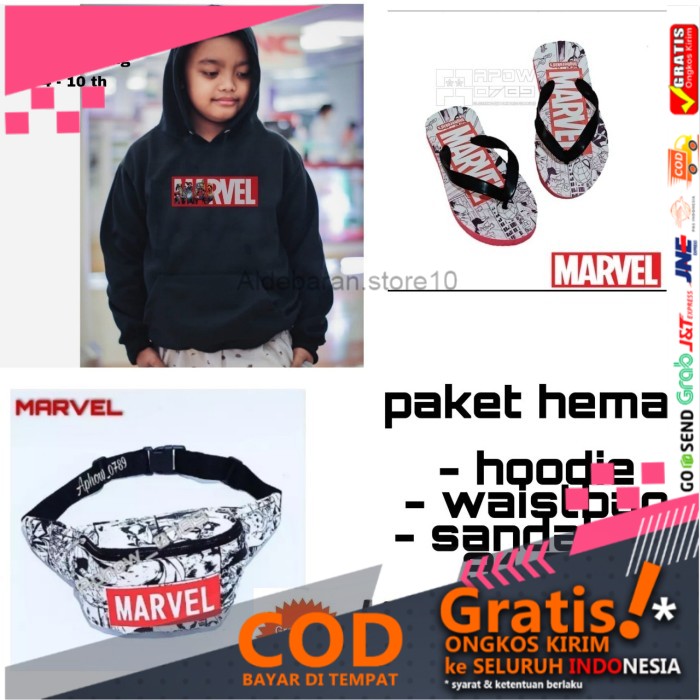 Jaket hoodie sweater anak laki laki marvel paket 4 in 1 ald21