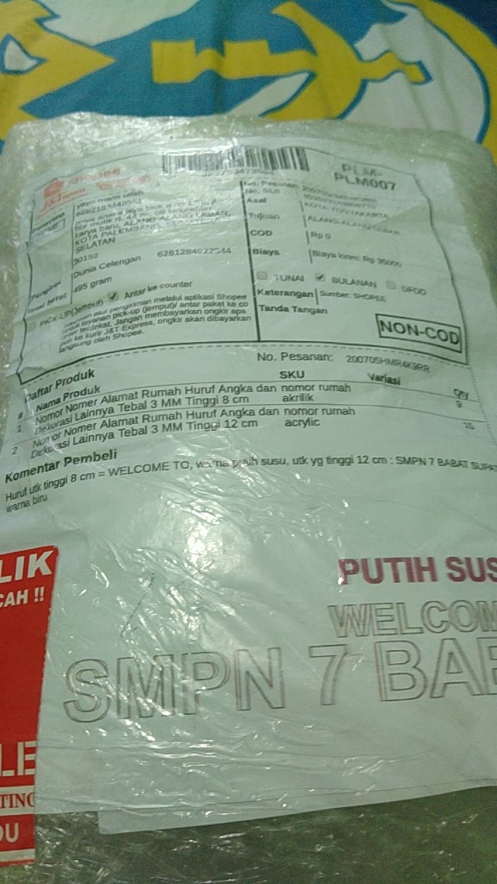 Nomor Nomer Alamat Rumah Huruf Angka Dan Dekorasi Lainnya Tebal 3 Mm Tinggi 8 Cm