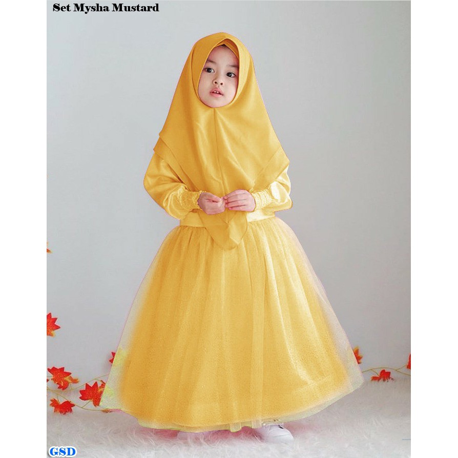 Set Misha Kids/Diskon Syari Muslim Anak/Setelan Rok Tutu Anak Murah/Gamis Muslim Polos