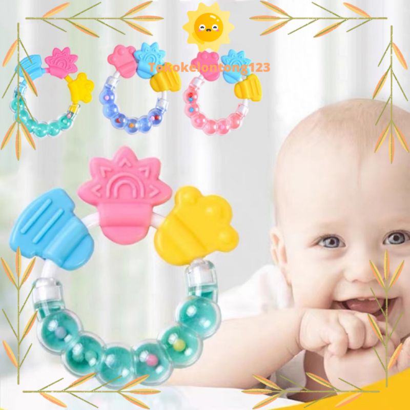 [BISA COD] Teether Bayi / Mainan gigitan Bayi Genggam / Mainan Gigitan Rattle