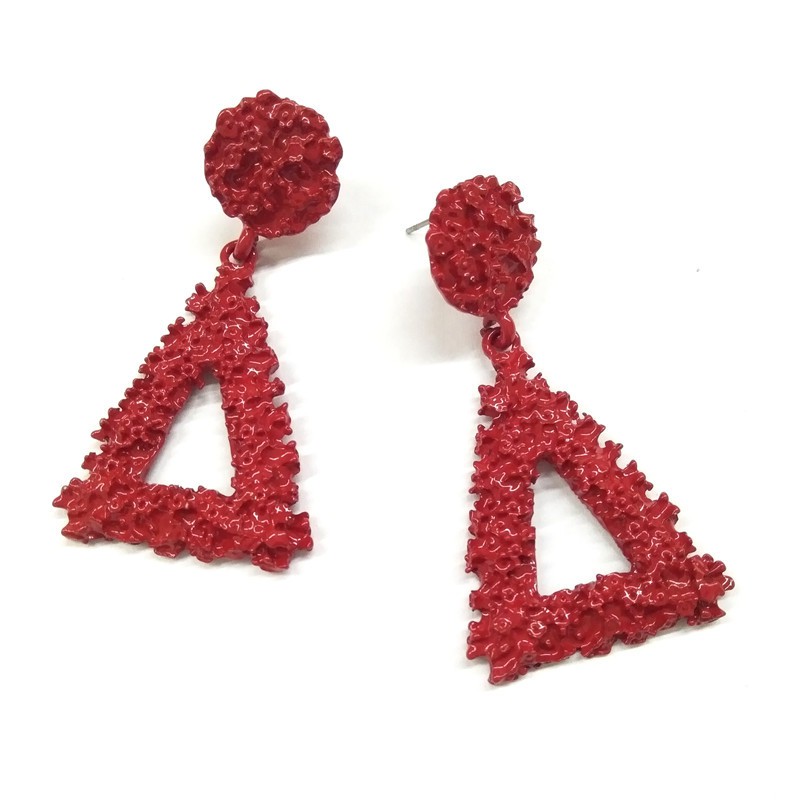 {COD}Anting Ala Korea Segitiga / Anting Paduan Segitiga Anting / Aksesoris Fashion Wanita Import-Merah