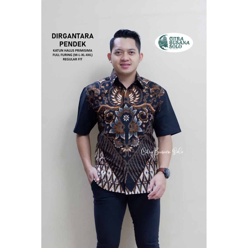 Batik Pria DIRGANTARA PENDEK Kemeja Full Furing Bahan Katun Primisima