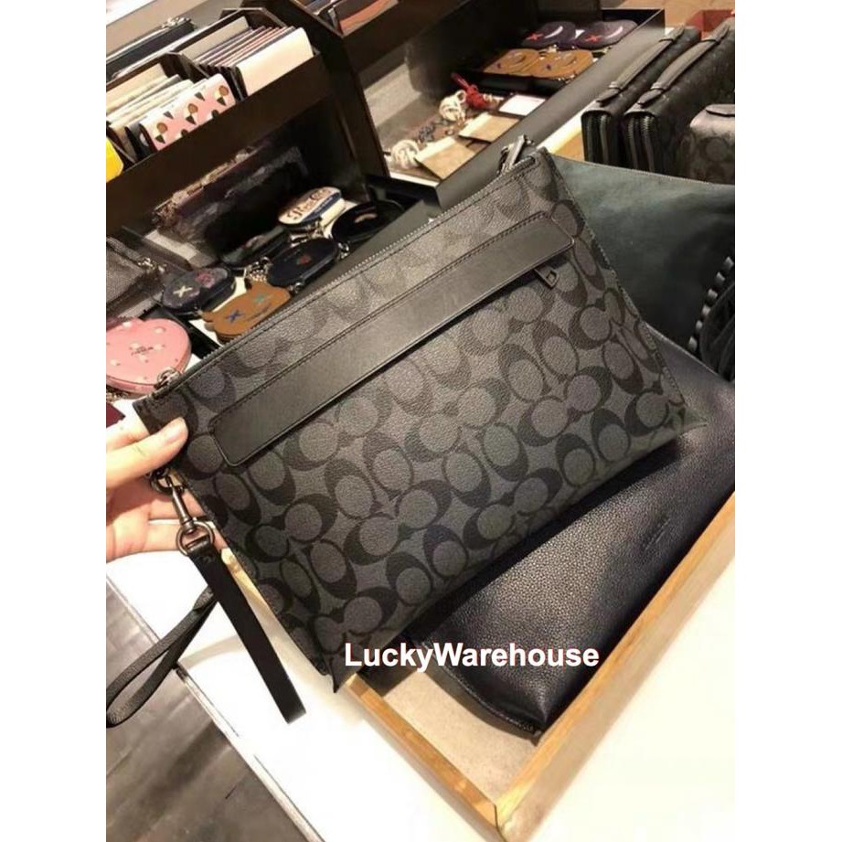 -SIAP KIRIM- COACH CARRYALL POUCH IN SIGNATURE CANVAS BLACK - ORIGINAL 100%