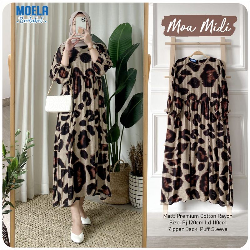 DRESS/GAMIS PRINT SUPER ADEM  MOA MIDI BY MOELA