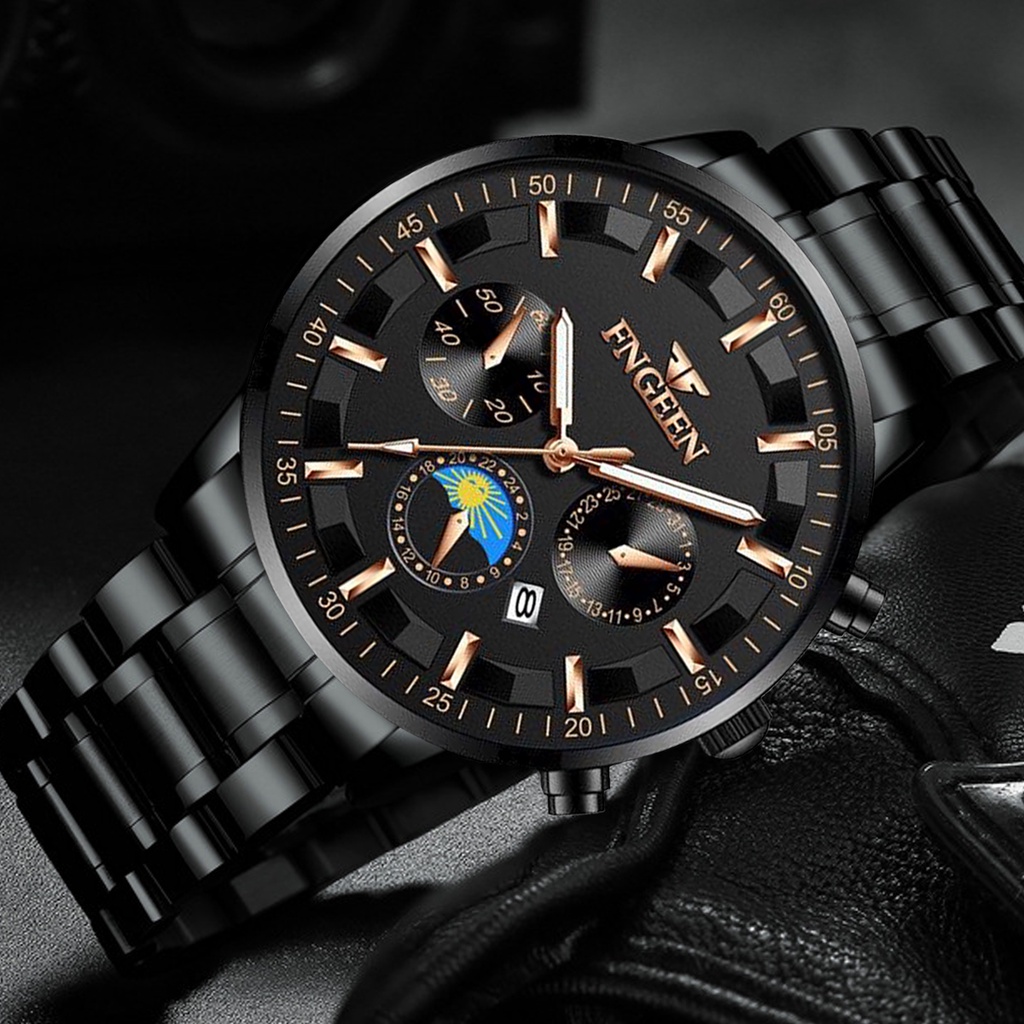 COD✅ Jam Tangan Pria Bisnis New Model Terbaru Cross-Border Quartz Analog Stainless Steel Band Luminous Display Nyala Tempat Gelap HOT Kalender Date Kuarsa Watch Waterproof Anti Air Kaca Hardlex Glass Tebal Anti Gores Fashion Trendi - JF2