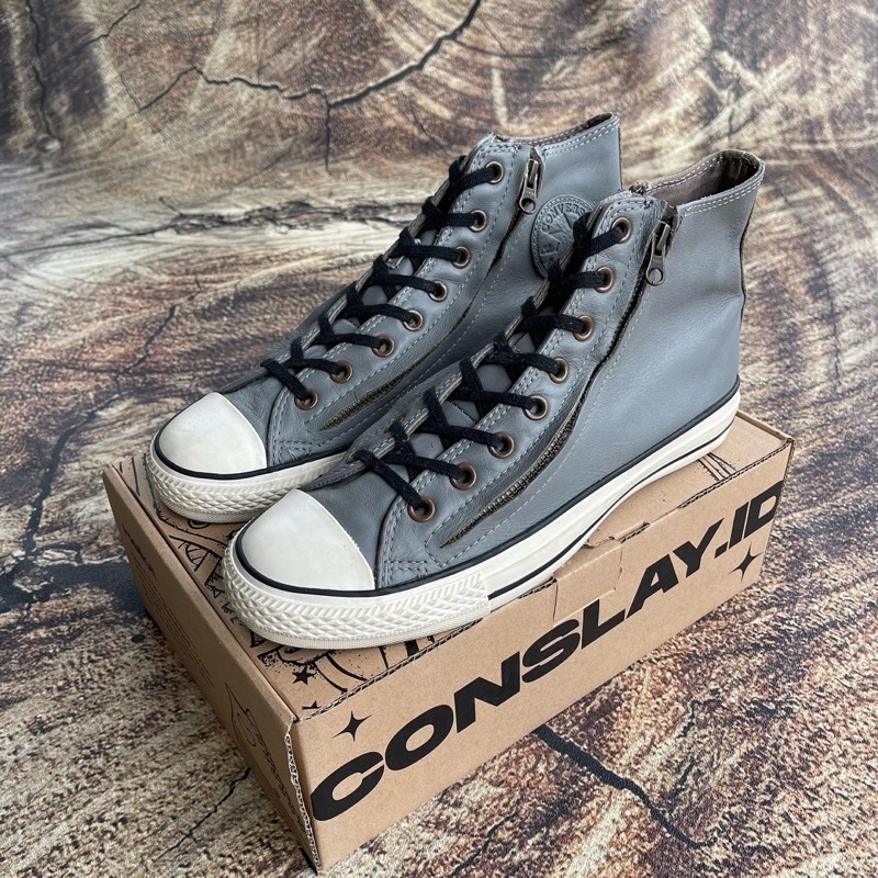 converse gray leather