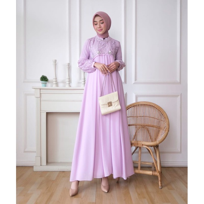 GAMIS AYYARA DRESS BAHAN TILLE PREMIUM MIX CERUTY BABYDOLL + MUTIARA DAN PAYET