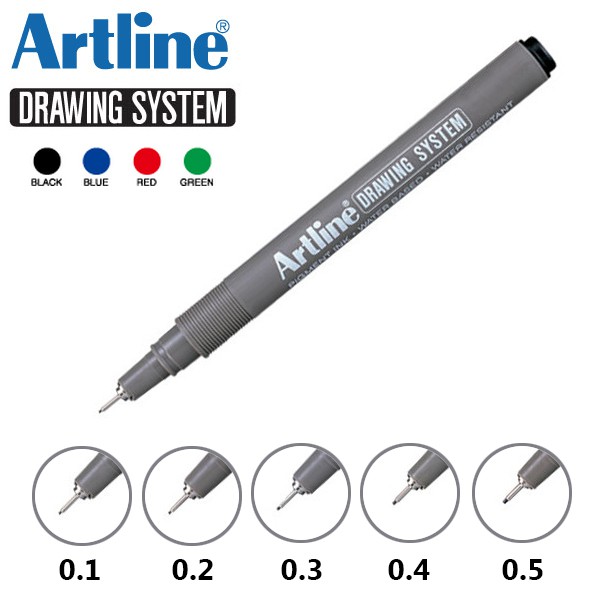 Artline Drawing Pen Hitam Biru Merah Shopee Indonesia