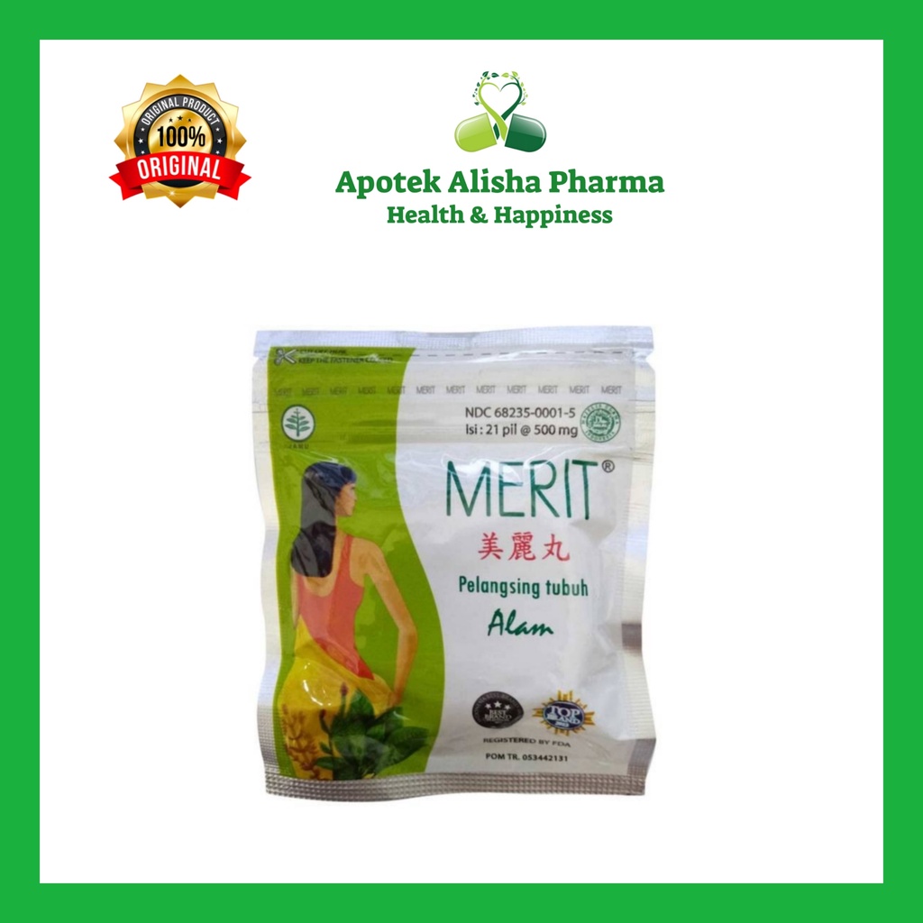 Merit Pil (Pack 21tablet) - Meriet Herbal Tablet Pelangsing Alami / Mengurangi Lemak Tubuh / Nafsu Makan / Pil Diet