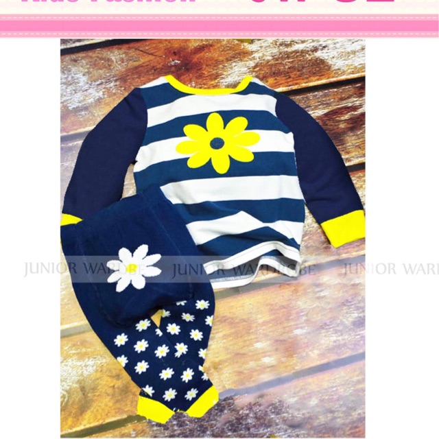 Setelan panjang anak perempuan sun flower navy