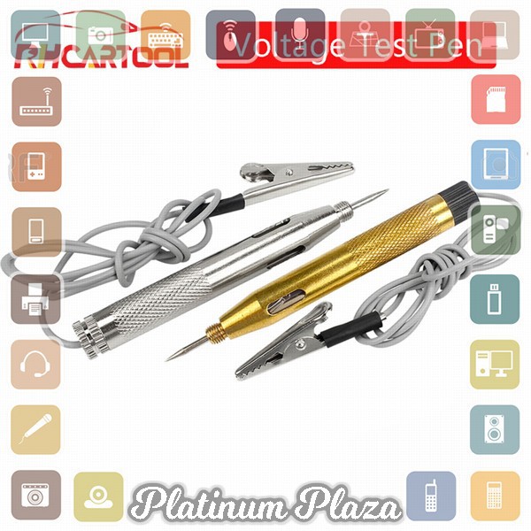 RHCARTOOL Voltage Test Pen Pendeteksi Aliran Arus Listrik Spark Indicator Mobil`2PG98B-- Golden/Gray