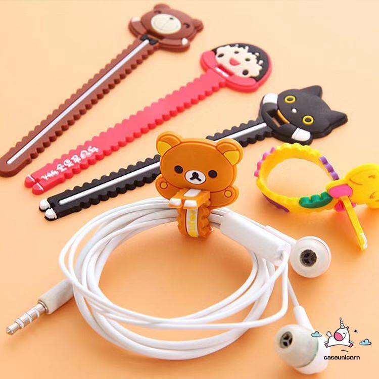 Klip Organizer Kabel Earphone / Charger Bentuk Kartun Lucu Bahan Silikon