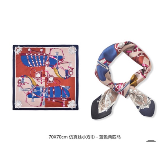 Syal Persegi Wanita / Syal Motif Bunga Sederhana Style Korea / Syal Fashionable / Aksesoris Leher Scarf Satin