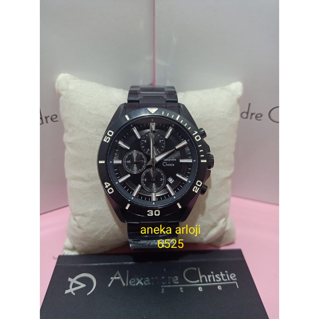Jam Tangan Pria Alexandre Christie AC6525 / AC 6525 Full Black Original