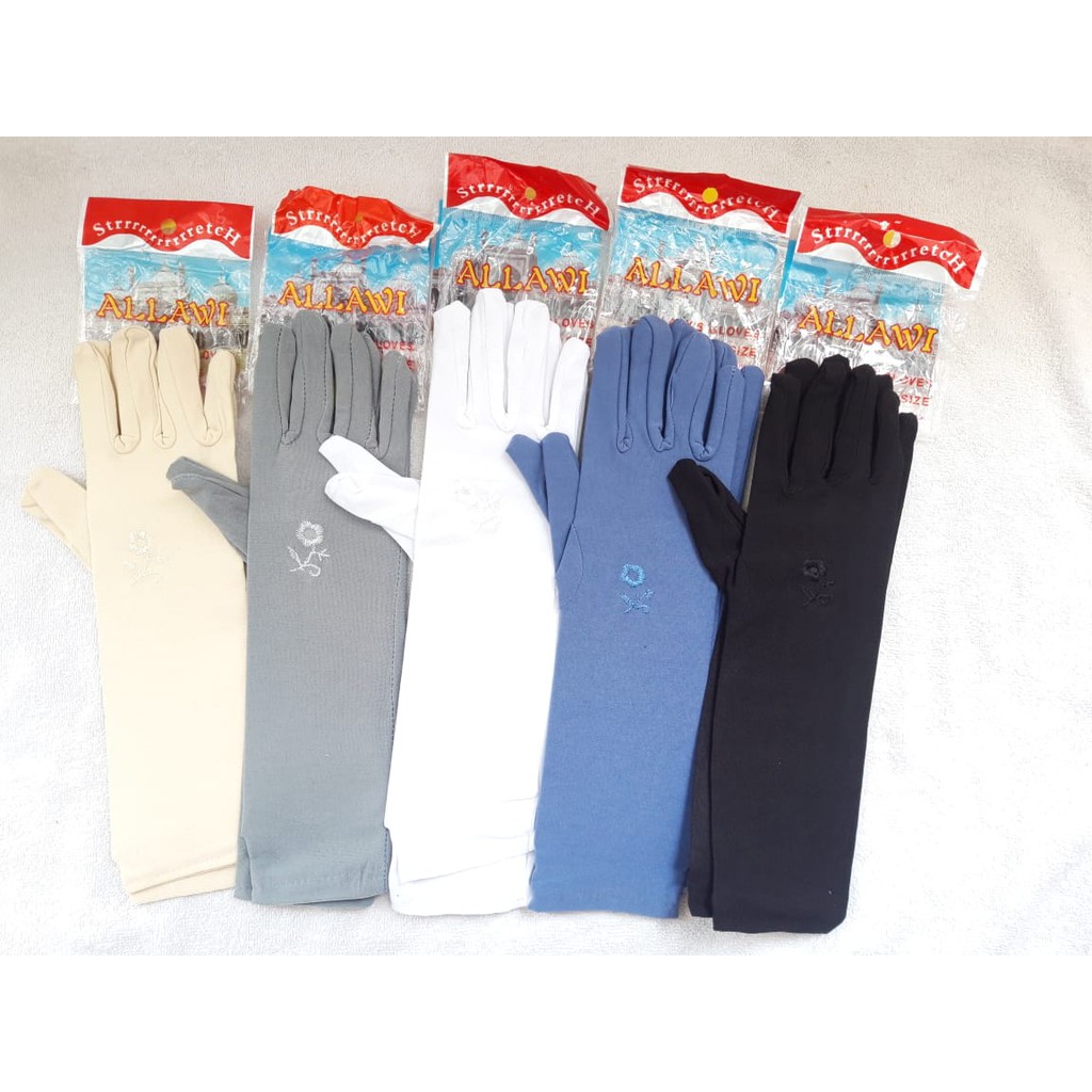 Sarung Tangan ALLAWI Bordir Bunga Kaos Tangan Pengantin Muslimah