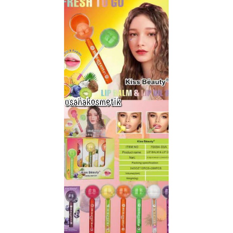 PROMO ECER LIP BALM &amp; LIP OIL 2IN1 KISS BEAUTY FRUIT FRESH NO.70194