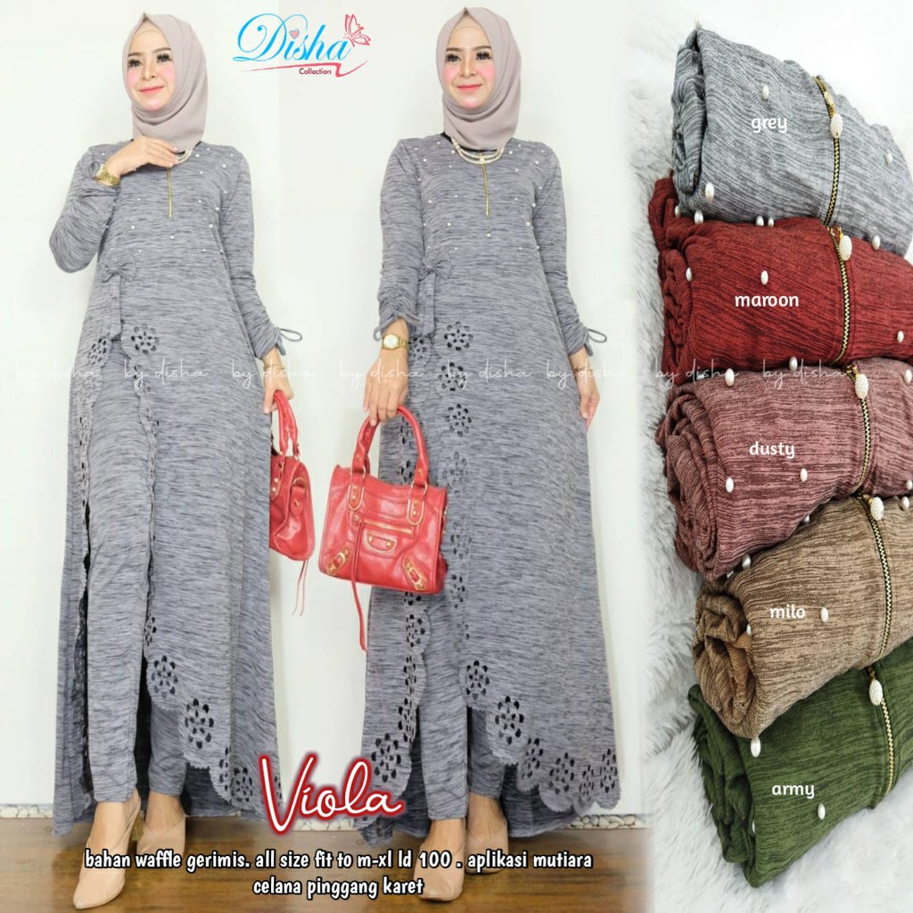 SETELAN WAFFLE APLIKASI MUTIARA VIOLA SET BY DISHA COLLECTION