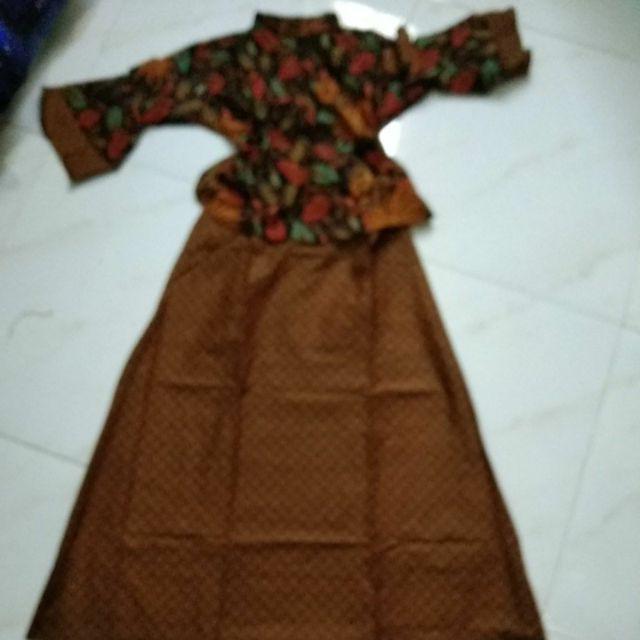 Ms Gamis Batik Sriwedari Maxi Bumil/busui Katun Sogan Manggar Padi