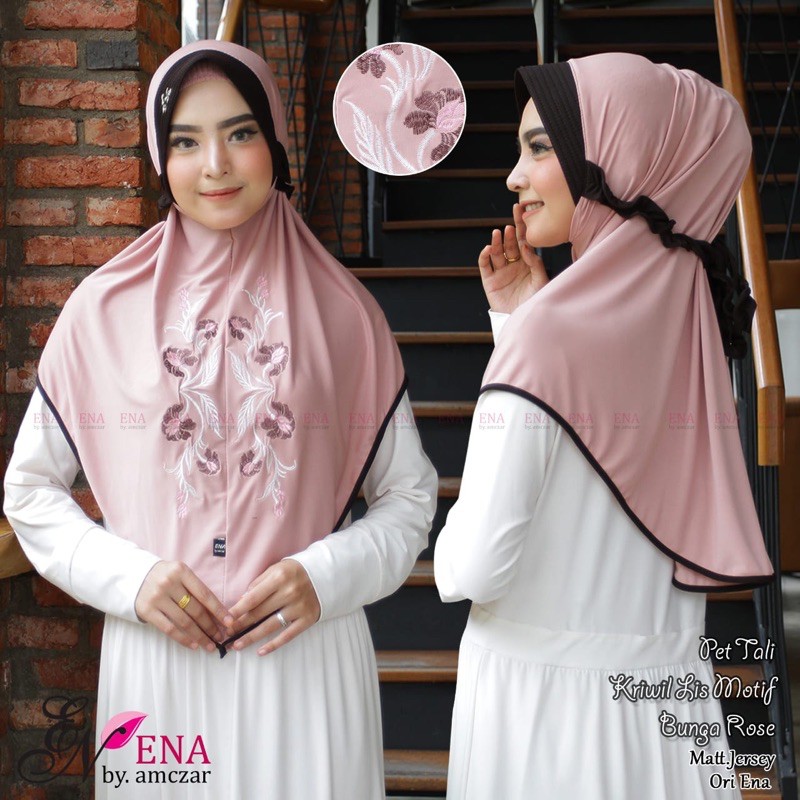 GS Hijab ENA Pet Kriwil Motif Rose