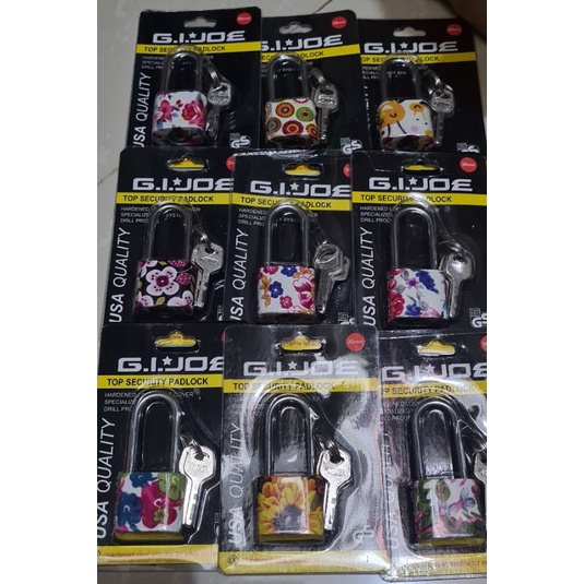GEMBOK WARNA FANCY unik girly lucu bunga love koper loker lemari laci pintu pagar ukuran 30 40 mm leher panjang pendek
