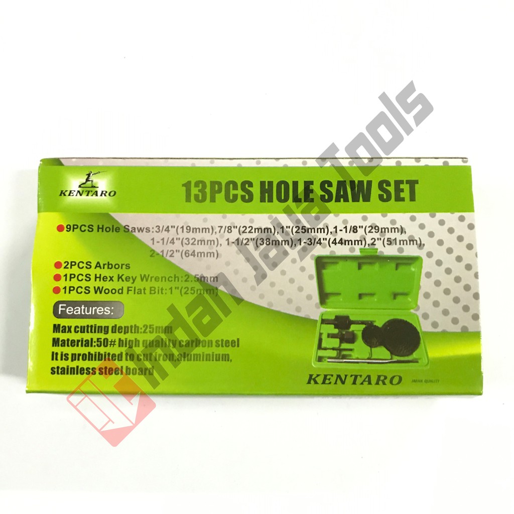 KENTARO Hole Saw Kit 13 Pcs - Holesaw Set Mata Bor Pelubang Kayu