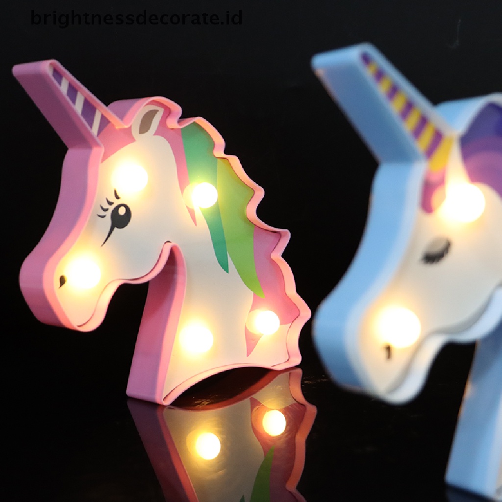 Lampu Malam LED Bentuk Unicorn 3D Untuk Dekorasi Kamar Tidur Anak