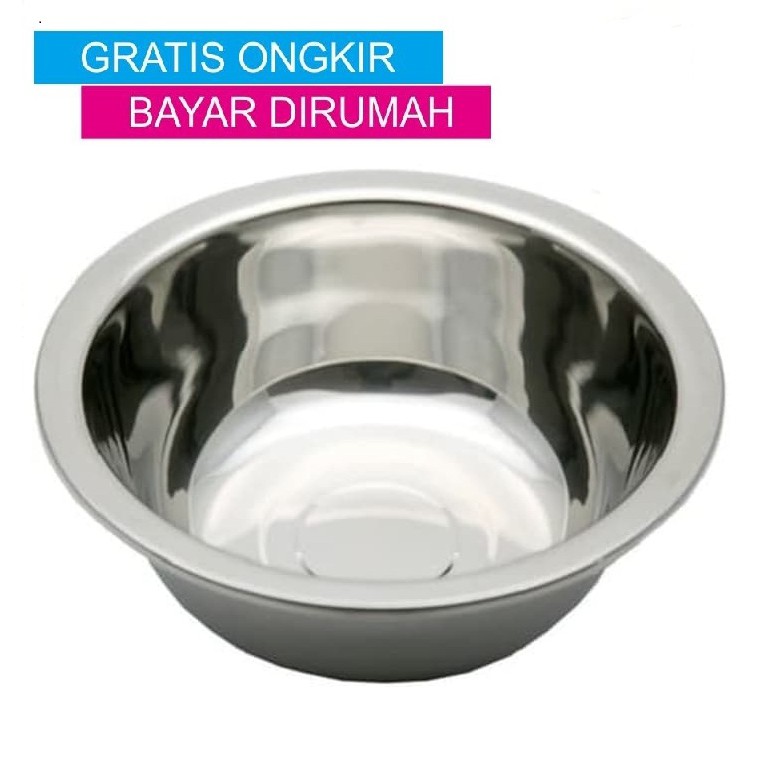 Baskom / Mangkok Stainless 16 CM / Mangkuk / Sayur / Sup / Sop / Soup 14 18 20 22 24 26CM