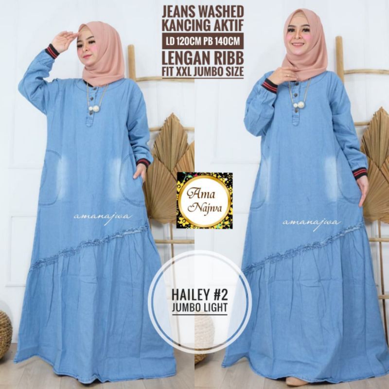 Gamis Jeans Hailley 2 Jumbo Light LD 120 By Ama Najwa