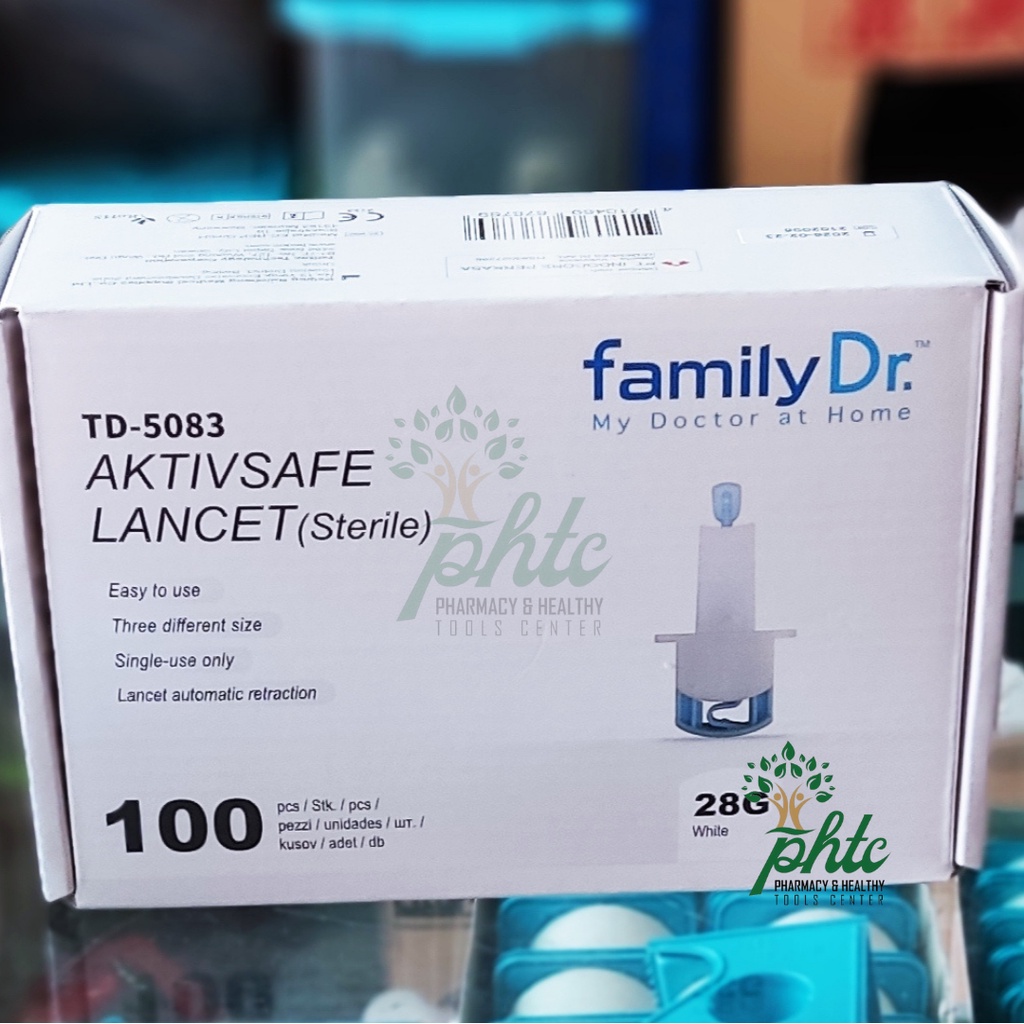 FamilyDR Lancet Aktivsafe TD-5083 100 pcs l Jarum Lancet Family Dr. l Blood Lancet 28G