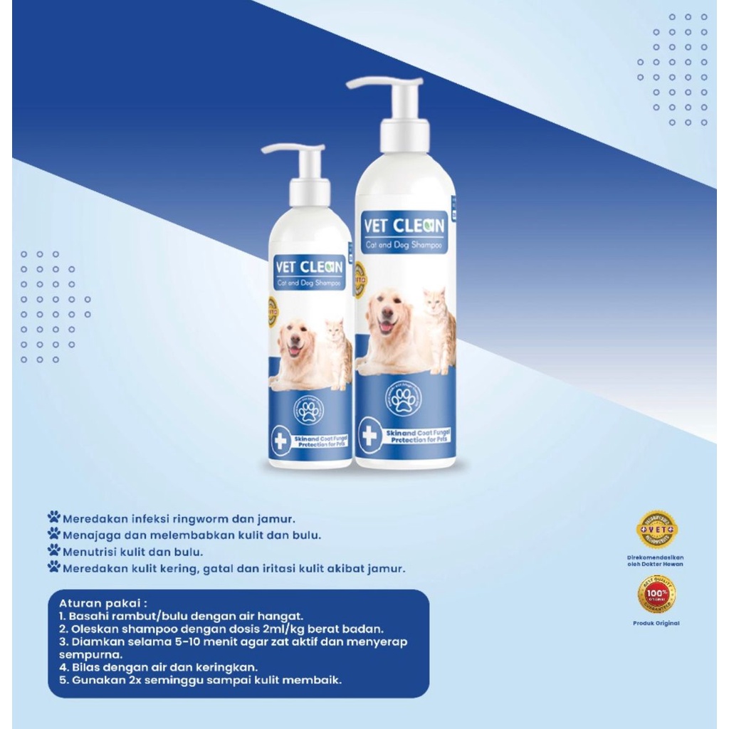 VET CLEAN 100mL / Shampo Hewan Anjing Kucing Anti Jamur