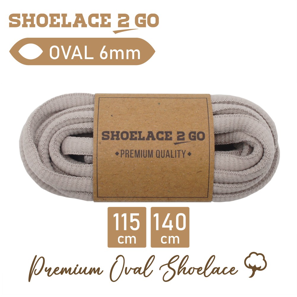 SHOELACE 2 GO PREMIUM TALI SEPATU LONJONG OVAL - SO6 - E1 - GREY - 6MM