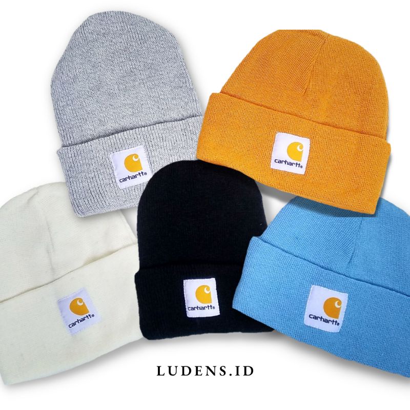 Beanie hat carhartt / topi kupluk pria wanita dewasa distro premium tebal hitam abu putih mustard bi