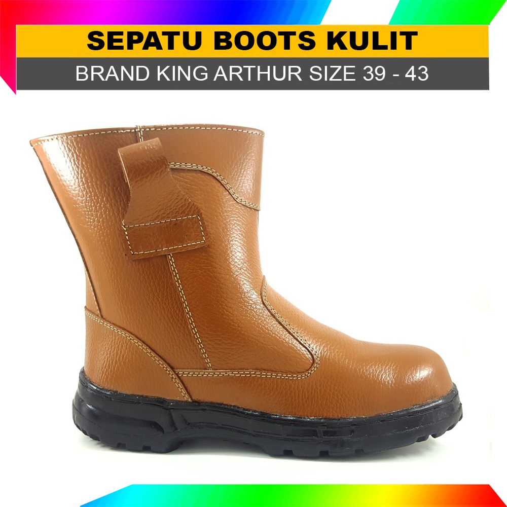 Sepatu Safety Boot Proyek Kulit Asli King Arthur ujung besi