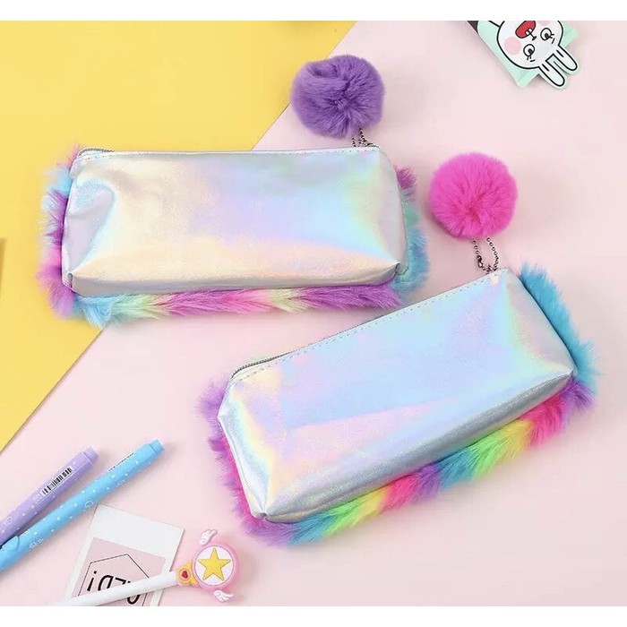 

NEW SALE TEMPAT PENSIL BULU RAINBOW UNICORN KAWAII